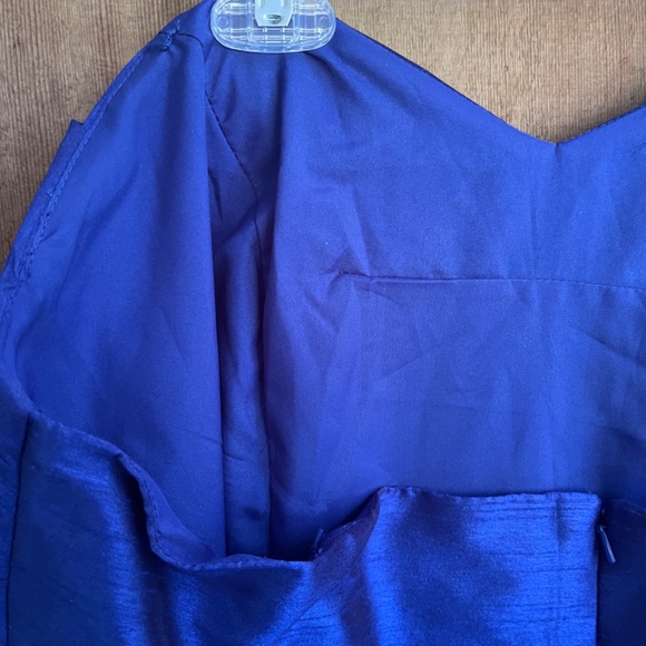 Alfred Sung Electric Blue Satin Strapless Formal Gown Dress Front Pleats Size 20 - Picture 11 of 16